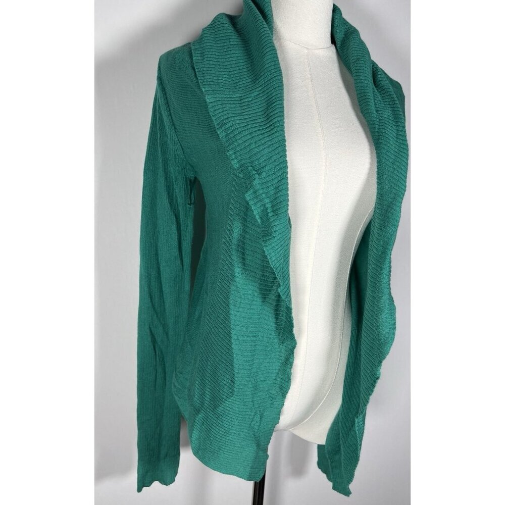 Vintage Y2K BCBG MaxAzria green shawl open cardigan M cotton cashmere - Picture 1 of 8